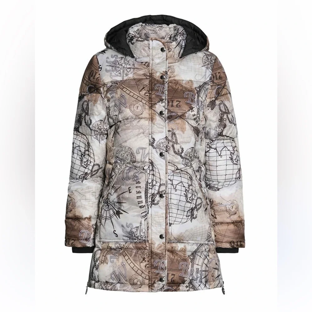 DOLCEZZA Women's Brown and White Printed Jacket NWT size S - Picture 2 of 12